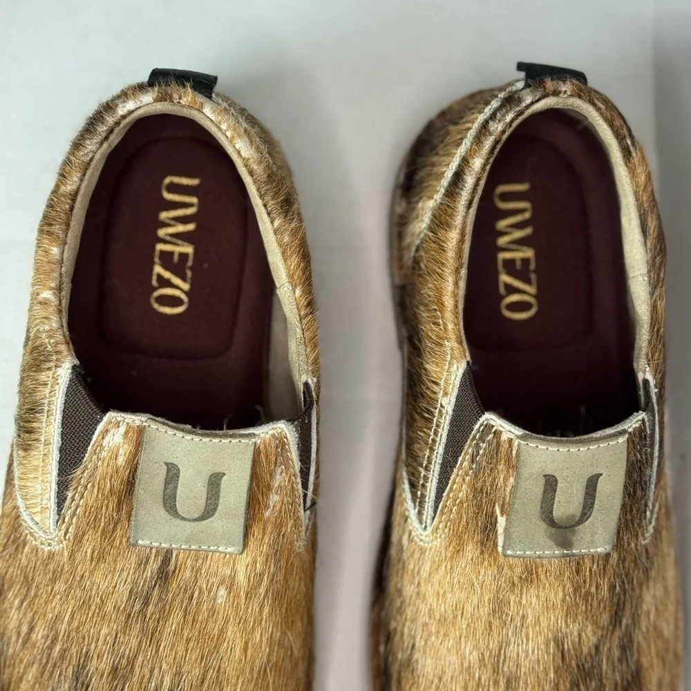 UWEZO Brown Cowhide Slip-On Shoes Size 9.5